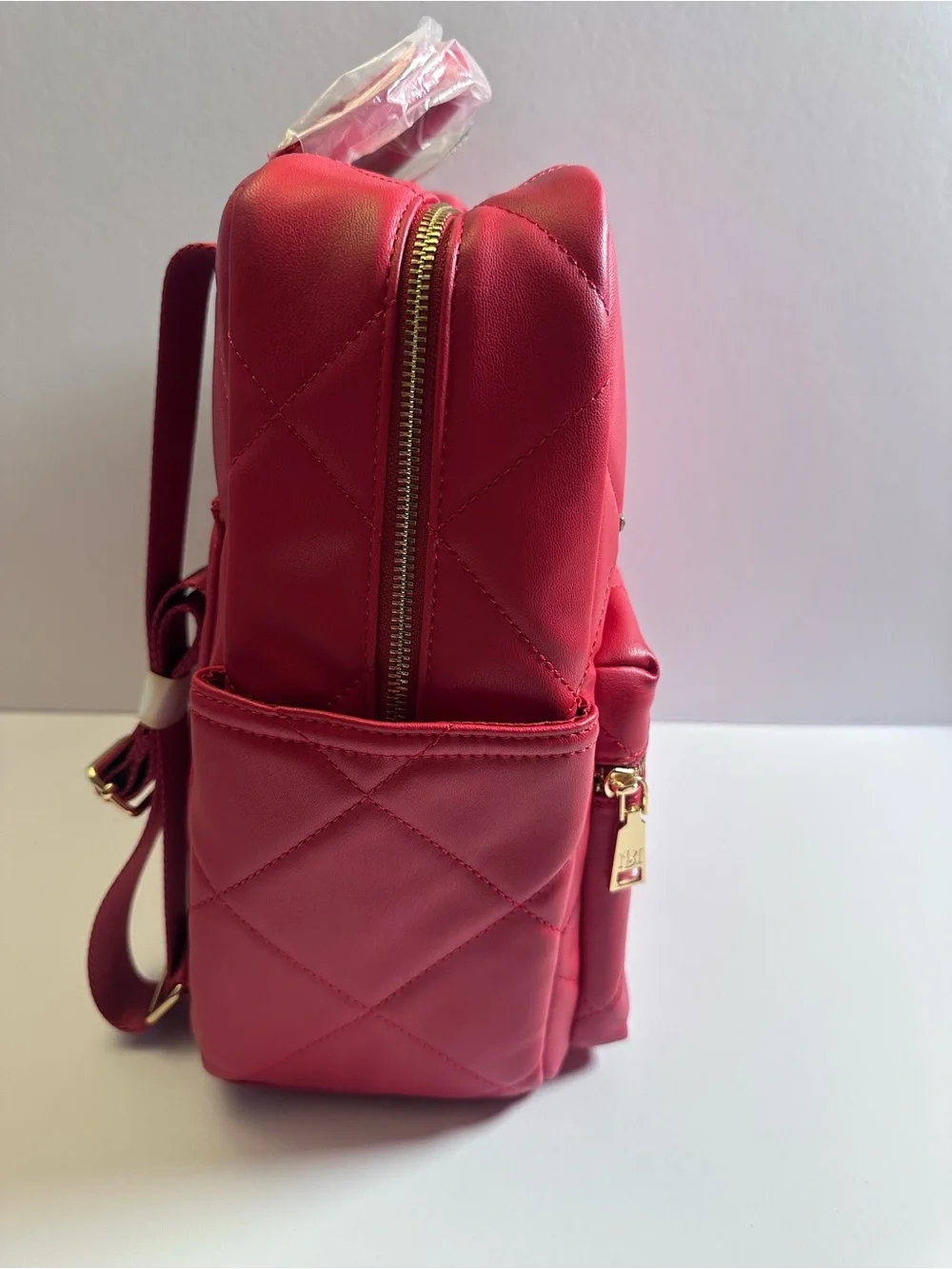 RED NWT Badgley Mischka Diamond-Quilted Vegan Leather Laptop Backpack